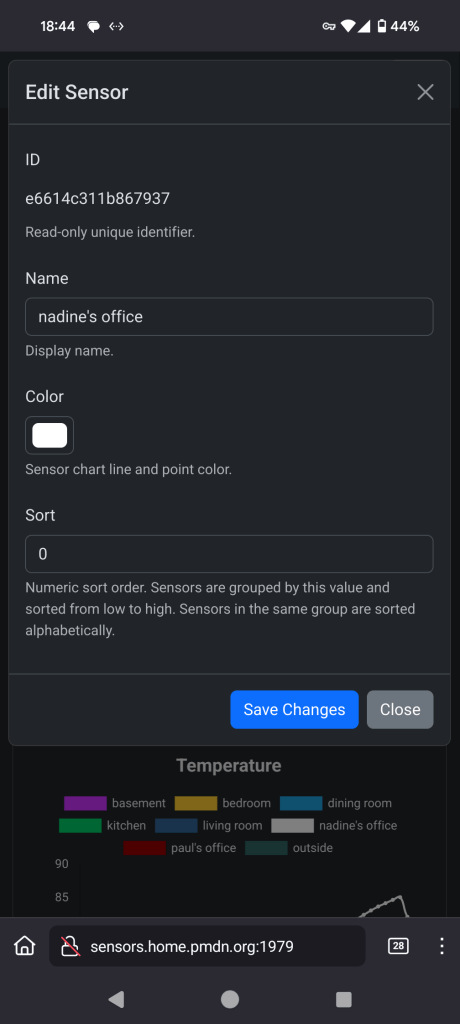 Edit Sensor dialog.